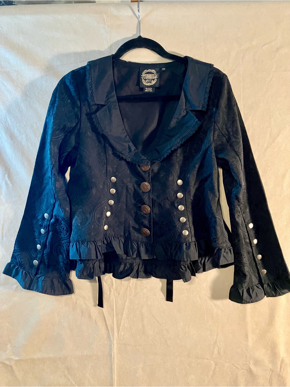 NWT Funhouse Gothic Steampunk Coat Womens XS Ruffle Pirate Black Goth Hi Lo